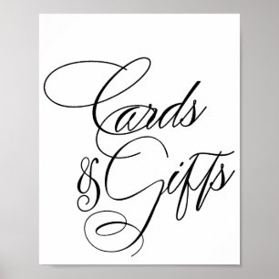 Elegant Cards and Gifts Black Calligraphy Table ポスター