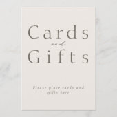 Elegant Cards and Gifts Sign, Minimalist Wedding 招待状 (正面)