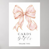 Elegant, cards y gifts bridal shower pink bow. ポスター (正面)