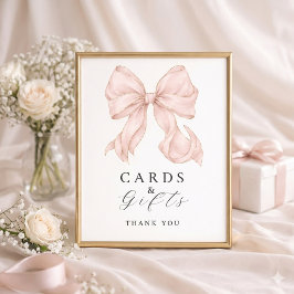 Elegant, cards y gifts bridal shower pink bow. ポスター
