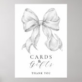 Elegant, cards y gifts bridal shower white bow. ポスター (正面)
