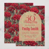 Elegant Carnation Accent Adult Birthday 招待状 (正面/裏面)