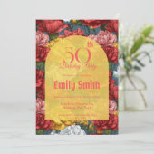 Elegant Carnation Themed Milestone Birthday 招待状 (スタンド正面)