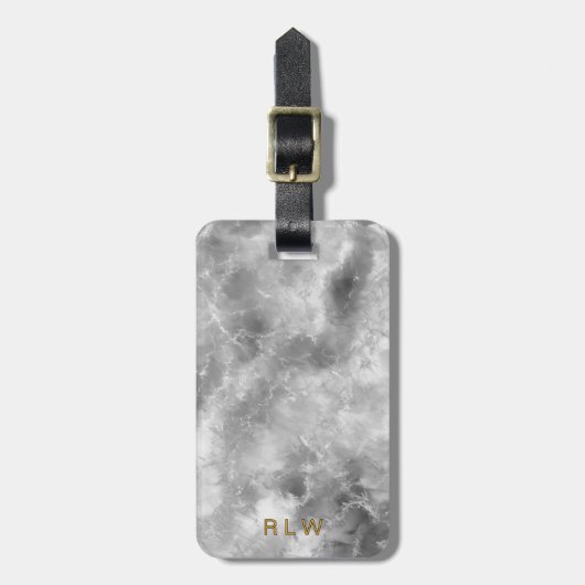 Elegant Carrera White Black Marble Pattern ラゲッジタグ (正面縦)