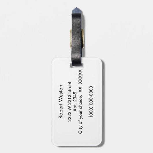 Elegant Carrera White Black Marble Pattern ラゲッジタグ (裏面縦)