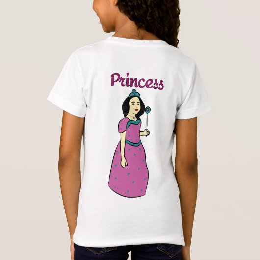 Elegant Cartoon Princess in Pink Gown Tシャツ (裏面)
