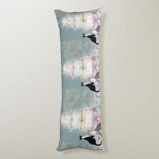 Elegant Cat Celebration Cake ボディピロー (裏面 (縦))