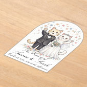 Elegant Cat Couple Wedding Invitation Customizable アクリル招待状 (レイダウン)