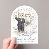 Elegant Cat Couple Wedding Invitation Customizable アクリル招待状 (インサイチュ (ポータブル))