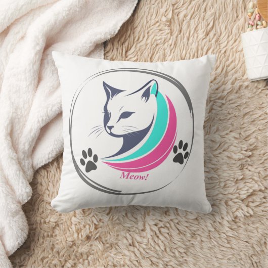 Elegant Cat Pillow – Modern Meow Design クッション (ブランケット)