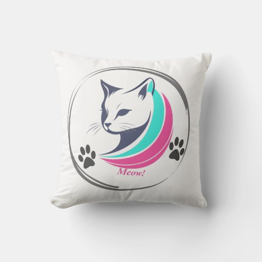 Elegant Cat Pillow – Modern Meow Design クッション (正面)