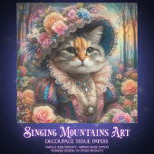 Elegant Cat Victorian Flower Garden Decoupage  薄葉紙