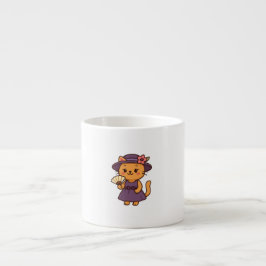 Elegant Cat with Fan - Specialty Mug エスプレッソカップ