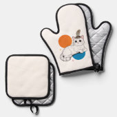 Elegant Cat with Peacock Feather Headdress 鍋つかみ&鍋敷きセット (正面/裏面)