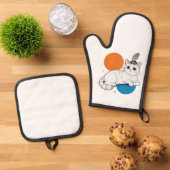 Elegant Cat with Peacock Feather Headdress 鍋つかみ&鍋敷きセット (トップダウン)