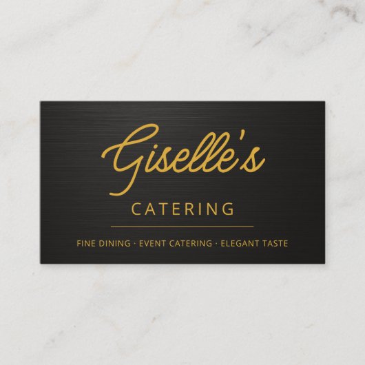 Elegant Catering Food Black Metallic 名刺 (正面)