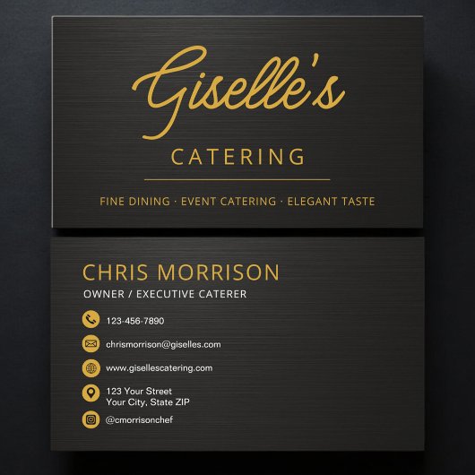Elegant Catering Food Black Metallic 名刺