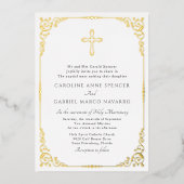 Elegant Catholic Mass Wedding 箔招待状 (正面)