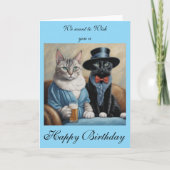 Elegant Cats having drinks sends Birthday wishes カード (正面)