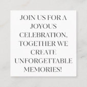 Elegant Celebration Invitation Card | Modern Event スクエア名刺 (裏面)