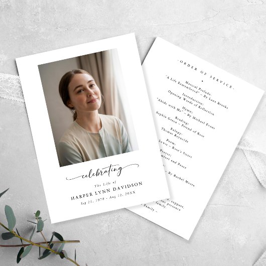 Elegant Celebration of Life Photo Funeral Program プログラム
