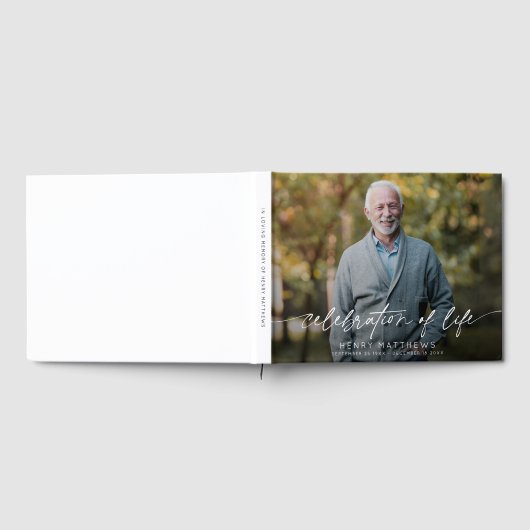 Elegant Celebration of Life Script Photo Funeral  ゲストブック (全面)