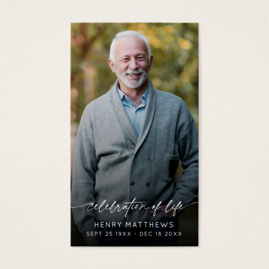 Elegant Celebration of Life Script Photo Prayer  (正面)