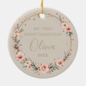 Elegant Celestial 1st Baby First Christmas セラミックオーナメント (裏面)