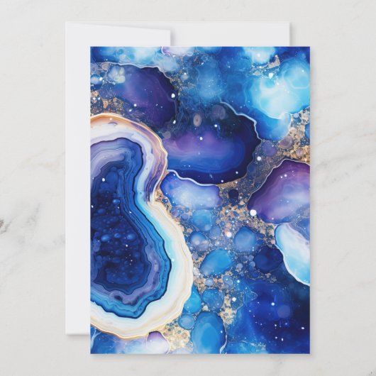 Elegant Celestial Agate Black Glitter Wedding 招待状 (裏面)