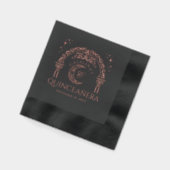 Elegant Celestial Moon Tiara Quinceanera Monogram 箔ナプキン (左)