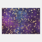 Elegant Celestial Starry Gold Stars Design ラッピングペーパーシート (正面3)