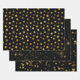 Elegant Celestial Starry Gold Stars Design ラッピングペーパーシート