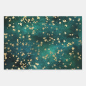Elegant Celestial Starry Gold Stars Design ラッピングペーパーシート (正面)