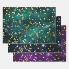 Elegant Celestial Starry Gold Stars Design ラッピングペーパーシート