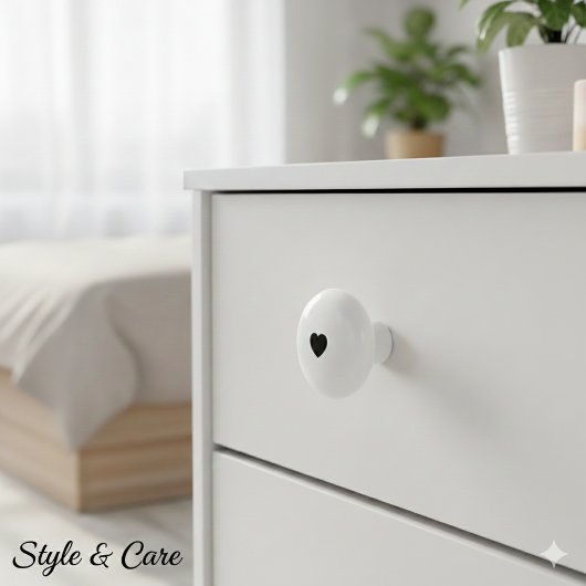 Elegant Ceramic Knob Featuring Minimalist Heart Ar セラミックノブ