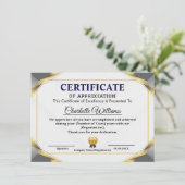 Elegant Certificate of Appreciation Award Template エンクロージャーカード (スタンド正面)