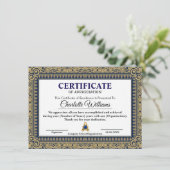Elegant Certificate of Appreciation Blue Gold エンクロージャーカード (スタンド正面)