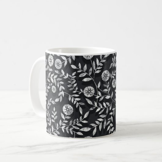 Elegant Chalkboard Floral Pattern コーヒーマグカップ (正面左)