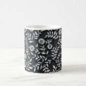 Elegant Chalkboard Floral Pattern コーヒーマグカップ (中央)