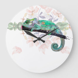 Elegant Chameleon Painted Acrylic Wall Clock ラージ壁時計