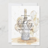 Elegant Champagne and Balloons 21st Birthday 招待状 (正面)