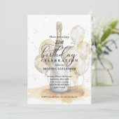 Elegant Champagne and Balloons 21st Birthday 招待状 (スタンド正面)