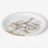 Elegant Champagne and Balloons Happy New Year ペーパープレート (アングル)