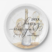 Elegant Champagne and Balloons Happy New Year ペーパープレート (正面)