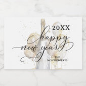 Elegant Champagne and Balloons Happy New Year Mini スパークリングワインラベル (シングルラベル)