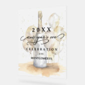 Elegant Champagne and Balloons New Year's Eve アクリルサイン (傾斜)