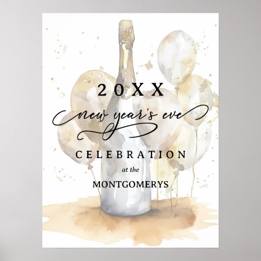 Elegant Champagne and Balloons New Year's Eve ポスター (正面)