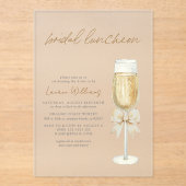 Elegant Champagne Chic Bow Script Bridal Luncheon アクリル招待状 (正面)
