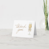 Elegant Champagne Chic Bow Script Thank You Card サンキューカード (正面)