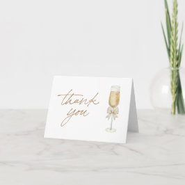 Elegant Champagne Chic Bow Script Thank You Card サンキューカード